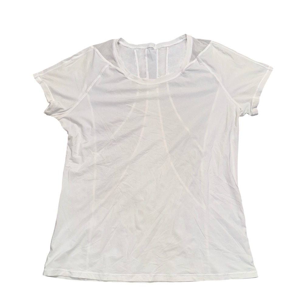 Lululemon Short Sleeve Athletic Top Womens Small White Excellent Mesh Back Tee